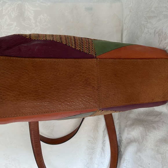 Vintage Fossil Leather Patchwork Shoulder Bag - Picture 5 of 11
